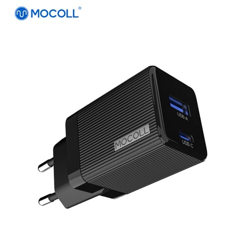 Сетевое зарядное устройство MOCOLL 30W Fast Charge Type-C/Type-A Black