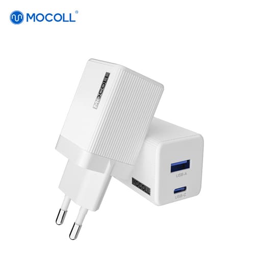Сетевое зарядное устройство MOCOLL 30W Fast Charge Type-C/Type-A White
